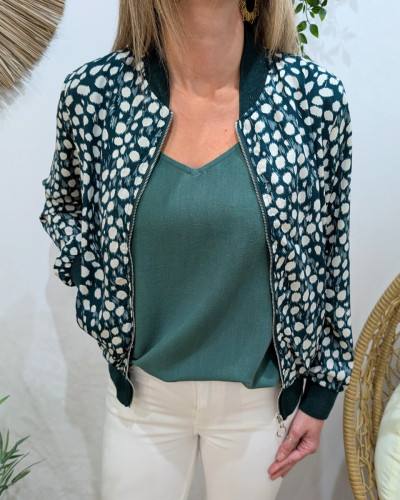 Bombers femme vert émeraude pois blancs Mazarine