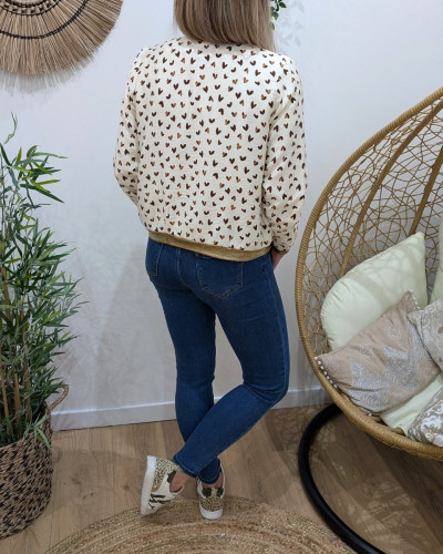 Bombers femme écru et marron Nahélys