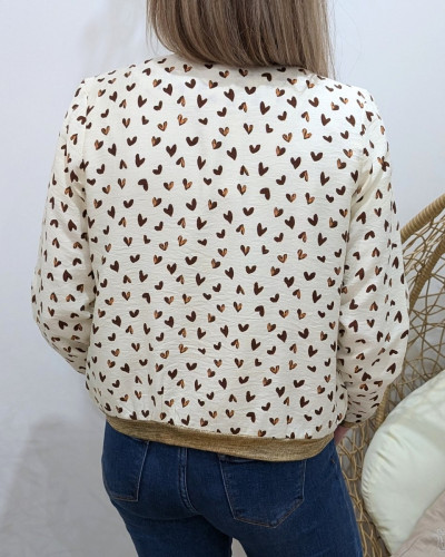 Bombers femme écru et marron Nahélys
