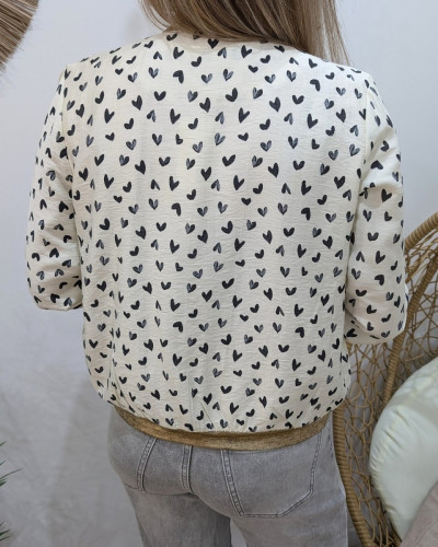 Bombers femme écru et noir Nahélys