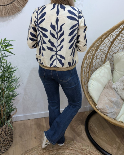 Bombers femme écru et marine Ismérie