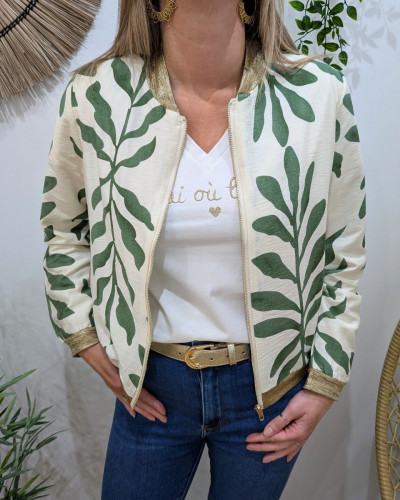 Bombers femme écru et vert Ismérie