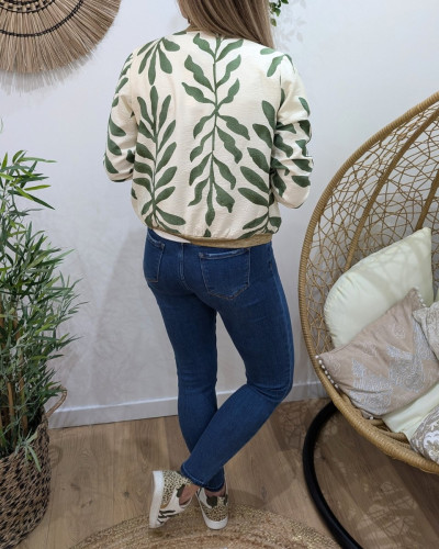 Bombers femme écru et vert Ismérie