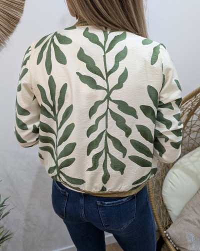 Bombers femme écru et vert Ismérie