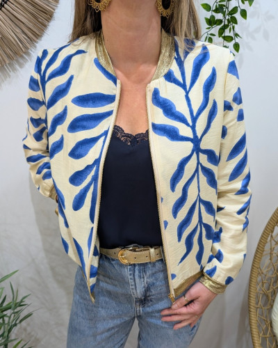 Bombers femme beige et bleu Iléana