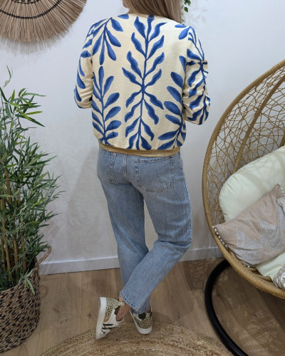 Bombers femme beige et bleu Iléana
