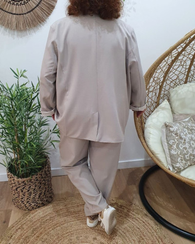 Veste tailleur femme grande taille beige taupe