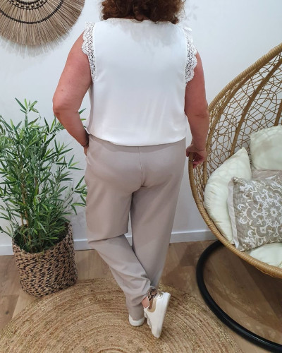 Pantalon tailleur femme grande taille beige taupe