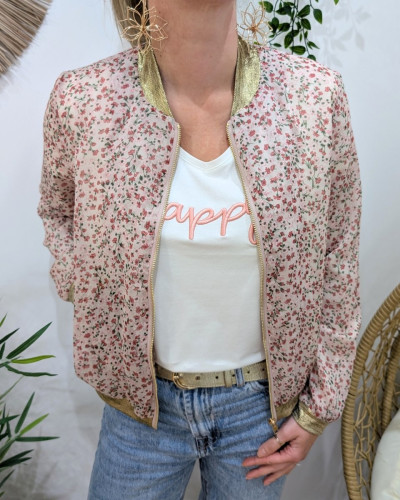 Bombers femme rose fleuri Mirella