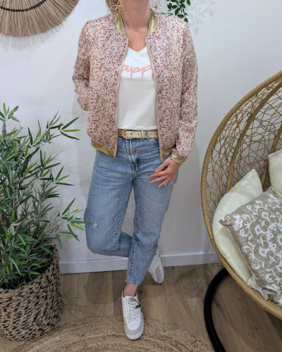 Bombers femme rose fleuri Mirella