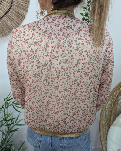 Bombers femme rose fleuri Mirella