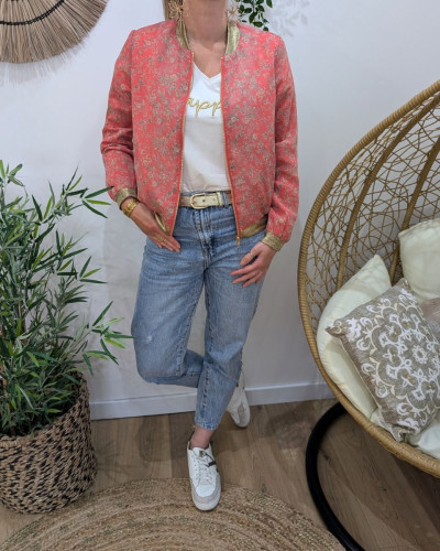 Bombers femme rose fleuri Ludivine