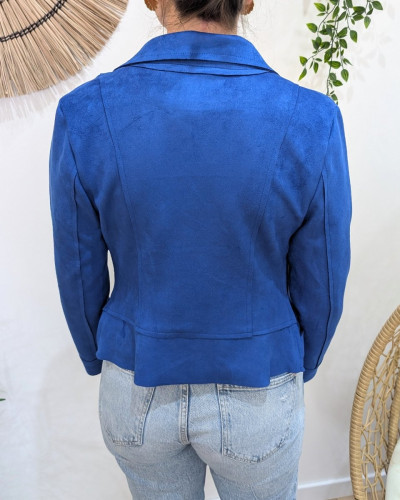 Perfecto femme fin suédine bleu roi