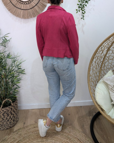 Perfecto femme fin suédine rose fuchsia
