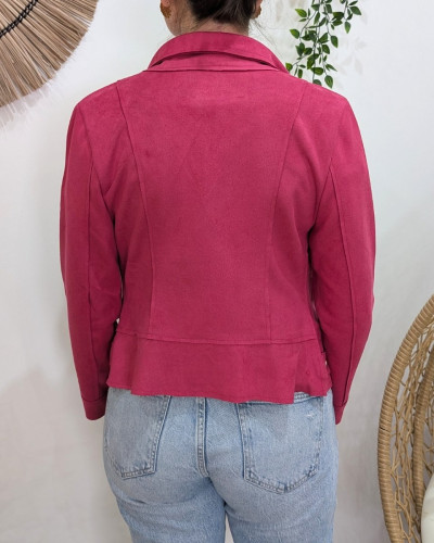 Perfecto femme fin suédine rose fuchsia