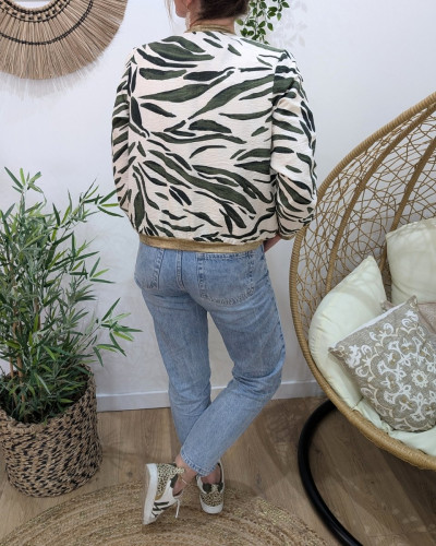 Bombers femme écru et kaki Aenor