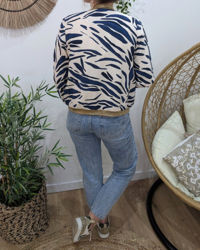 Bombers femme écru et marine Aenor