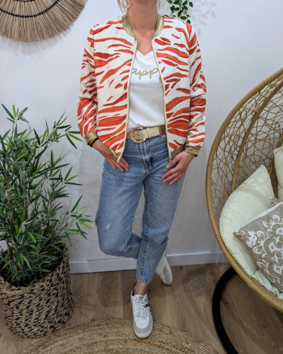 Bombers femme écru et orange Aenor