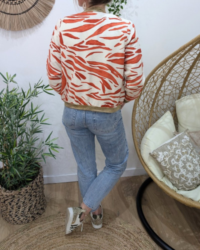 Bombers femme écru et orange Aenor