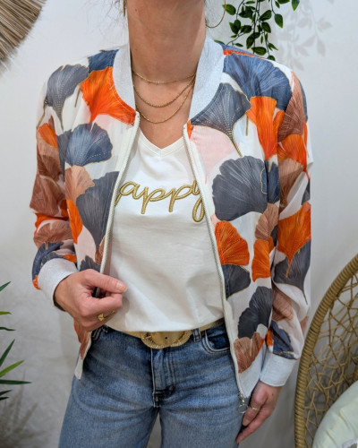 Bombers femme bleu gris orange Philomena