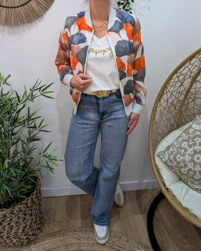 Bombers femme bleu gris orange Philomena