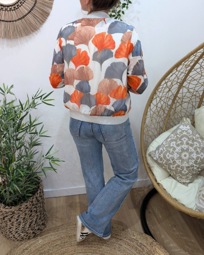 Bombers femme bleu gris orange Philomena