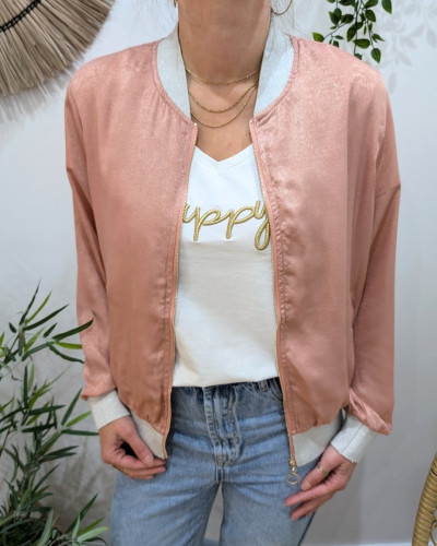 Bombers femme rose irisé