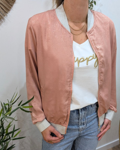 Bombers femme rose irisé