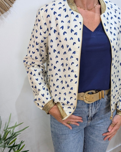 Bombers femme écru et bleu marine Nahélys