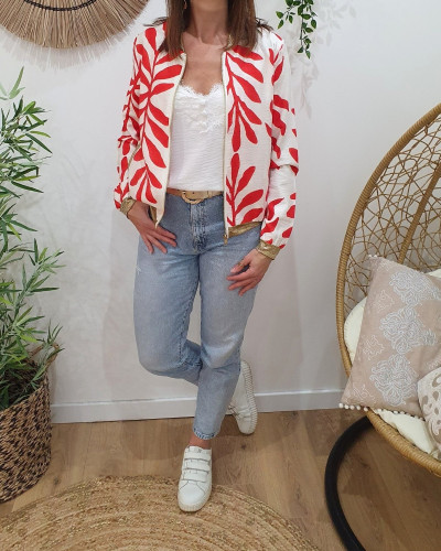 Bombers femme écru et rouge Ismérie