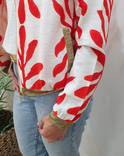 Bombers femme écru et rouge Ismérie