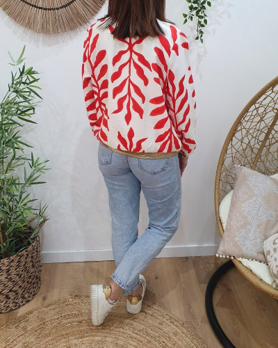 Bombers femme écru et rouge Ismérie