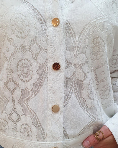 Veste femme fine courte écrue dentelle