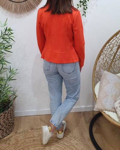 Perfecto femme fin suédine orange
