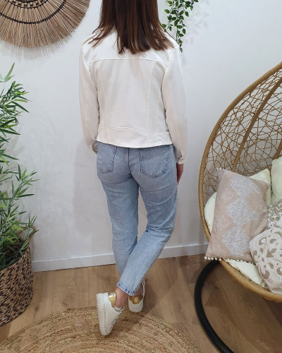 Perfecto femme suédine blanc Liviah
