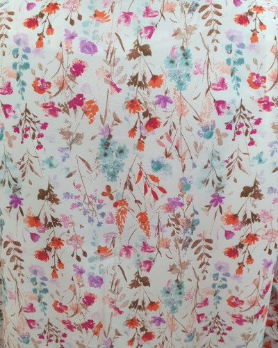 Bombers femme écru fleurs roses mauves vertes Mélinaé