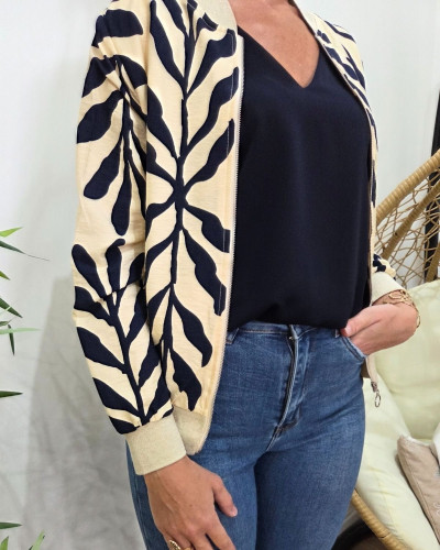 Bombers femme beige et marine Cyanna