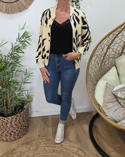 Bombers femme beige et noir Cyanna
