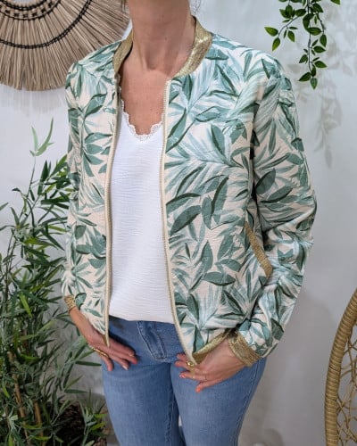 Bombers femme feuillage vert agathe Aminda
