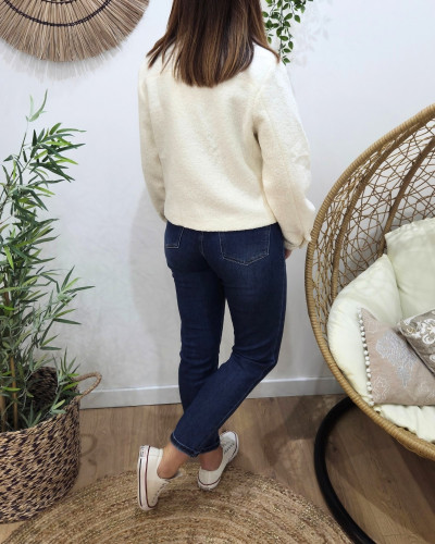 Veste femme bouclettes écru boutons dorés Paloma