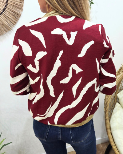 Bombers femme bordeaux et écru Axellea