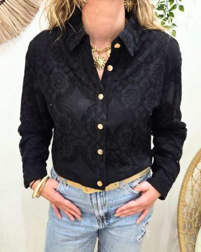 Veste femme fine courte noire dentelle