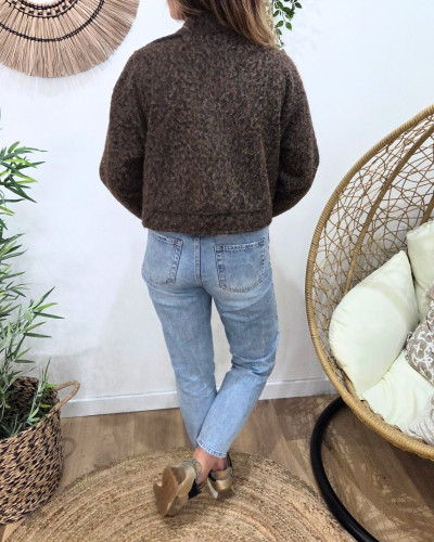 Veste femme boutonnée broderie mon amour dorée