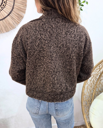 Veste femme boutonnée broderie mon amour dorée