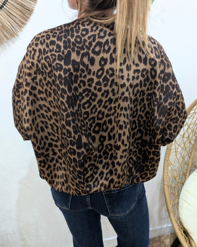 Veste Bombers suédine femme léopard marron