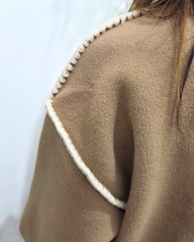 Veste zippée épaisse bordures brodées Aïsha