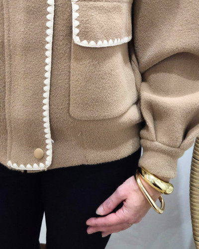 Veste zippée épaisse bordures brodées Aïsha