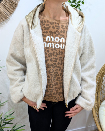 Veste femme capuche matelassée dorée Elinea