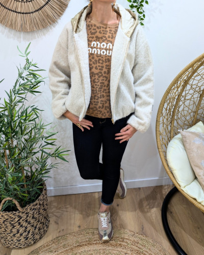 Veste femme capuche matelassée dorée Elinea