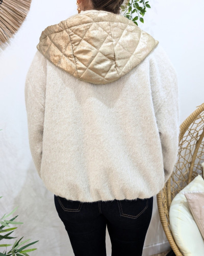 Veste femme capuche matelassée dorée Elinea